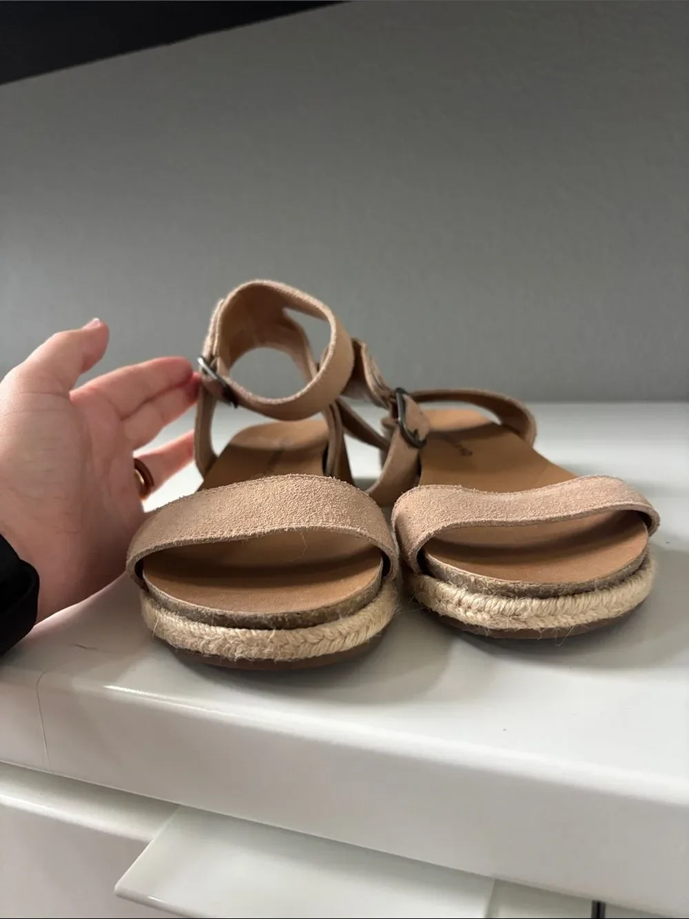 Lucky Brand Beige/Tan Espadrille Ankle Strap Sandals